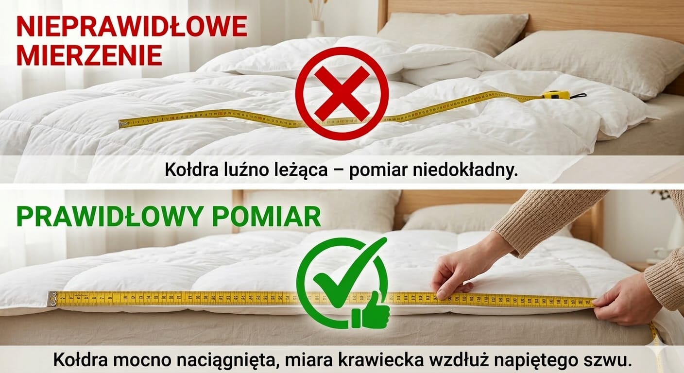 Prawidłowy pomiar kołdry puchowej